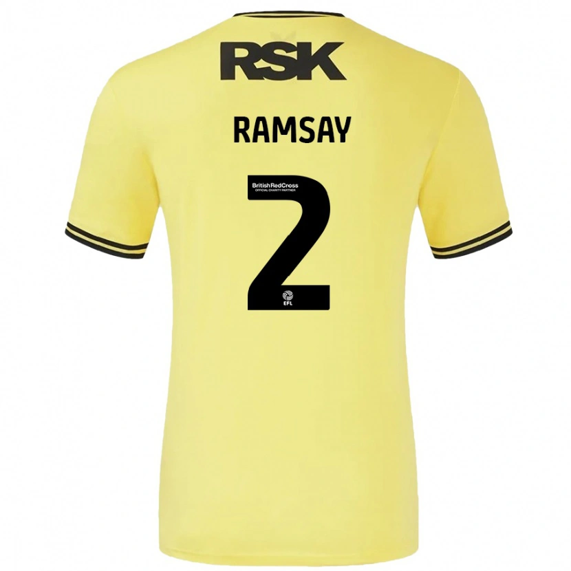 Danxen Hombre Camiseta Kayne Ramsay #2 Amarillo Negro 2ª Equipación 2024/25 La Camisa