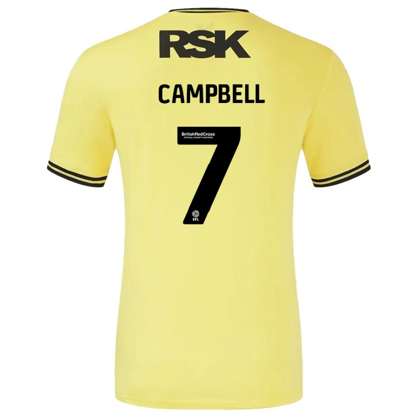 Danxen Hombre Camiseta Tyreece Campbell #7 Amarillo Negro 2ª Equipación 2024/25 La Camisa