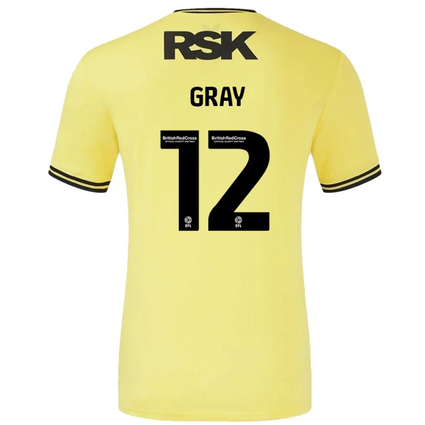 Danxen Hombre Camiseta Jessica Gray #12 Amarillo Negro 2ª Equipación 2024/25 La Camisa