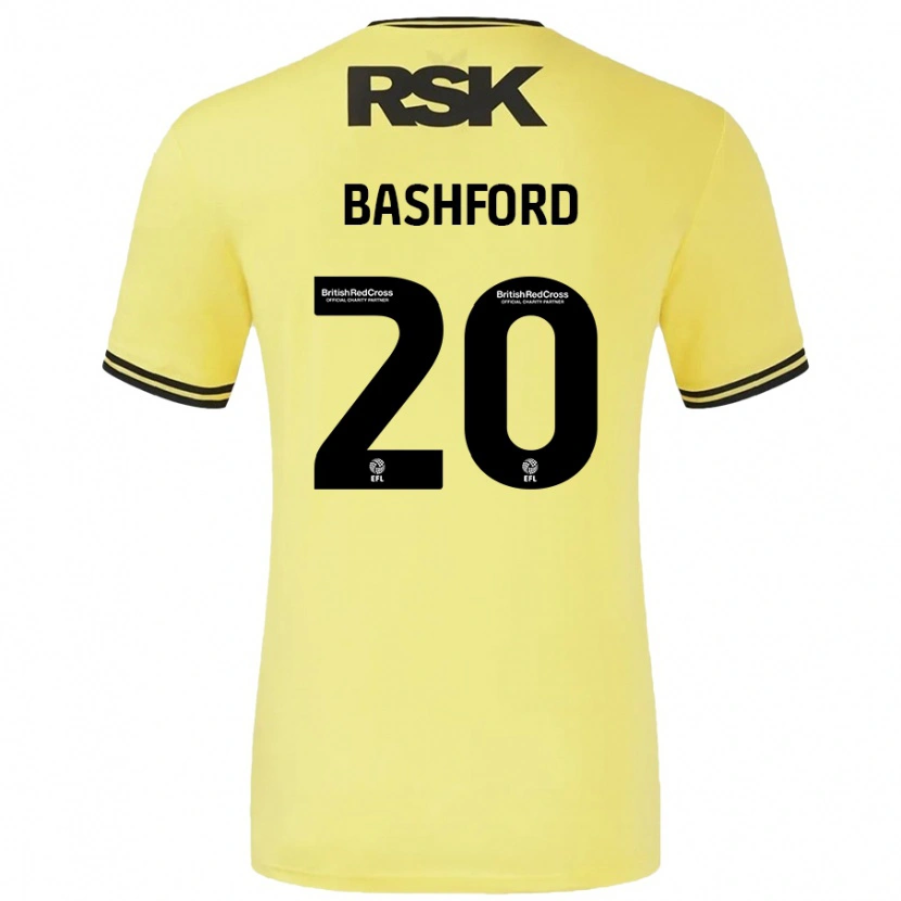 Danxen Hombre Camiseta Mary Bashford #20 Amarillo Negro 2ª Equipación 2024/25 La Camisa