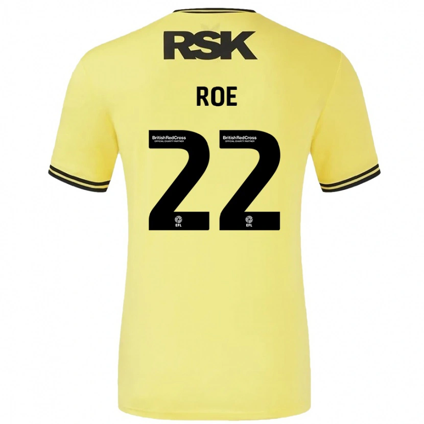 Danxen Hombre Camiseta Bethan Roe #22 Amarillo Negro 2ª Equipación 2024/25 La Camisa