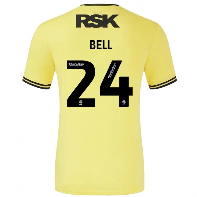 Danxen Hombre Camiseta Taylor Bell #24 Amarillo Negro 2ª Equipación 2024/25 La Camisa