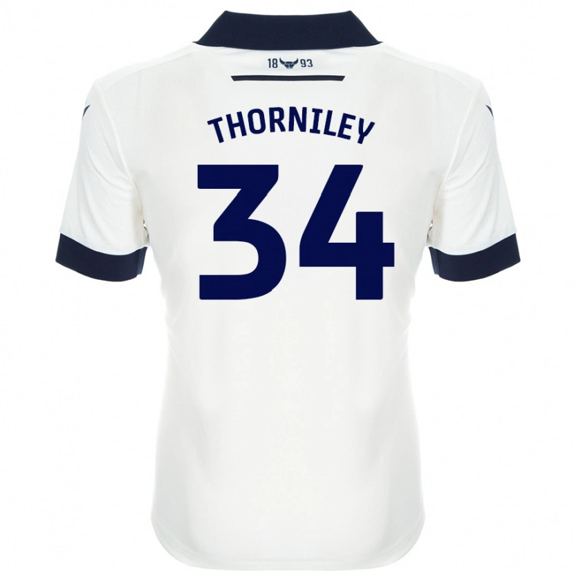 Danxen Hombre Camiseta Jordan Thorniley #34 Blanco Azul Marino 2ª Equipación 2024/25 La Camisa