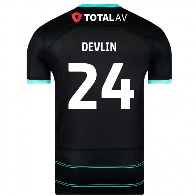 Danxen Hombre Camiseta Terry Devlin #24 Negro 2ª Equipación 2024/25 La Camisa