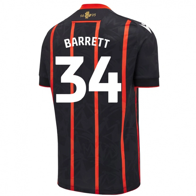 Danxen Hombre Camiseta Jack Barrett #34 Negro Rojo 2ª Equipación 2024/25 La Camisa