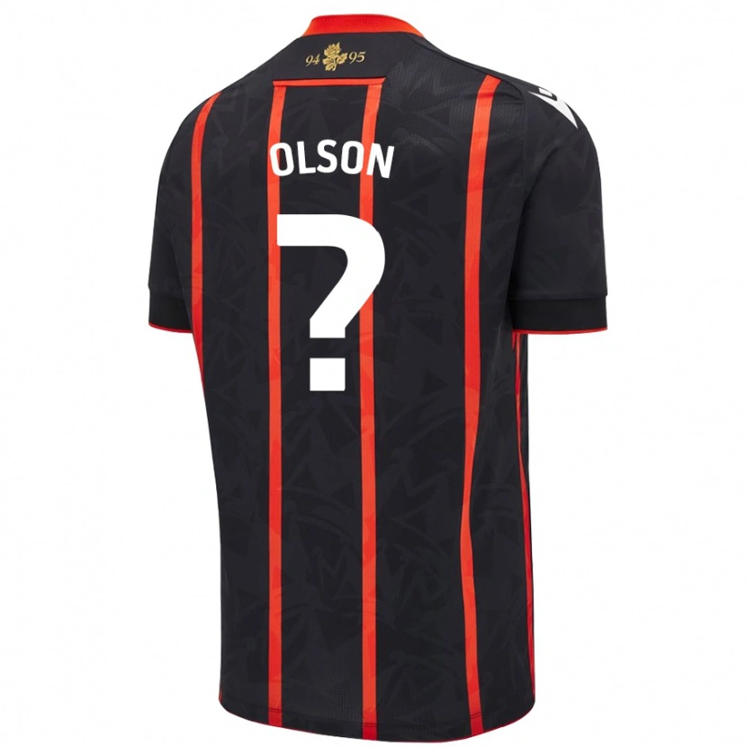 Danxen Hombre Camiseta Charlie Olson #0 Negro Rojo 2ª Equipación 2024/25 La Camisa