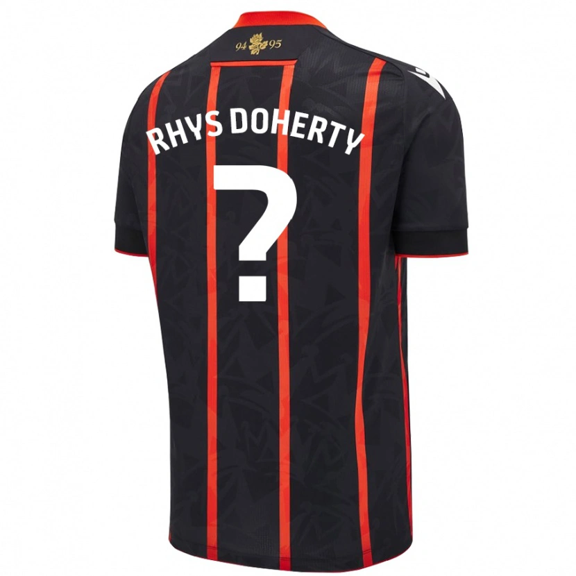 Danxen Hombre Camiseta Rhys Doherty #0 Negro Rojo 2ª Equipación 2024/25 La Camisa