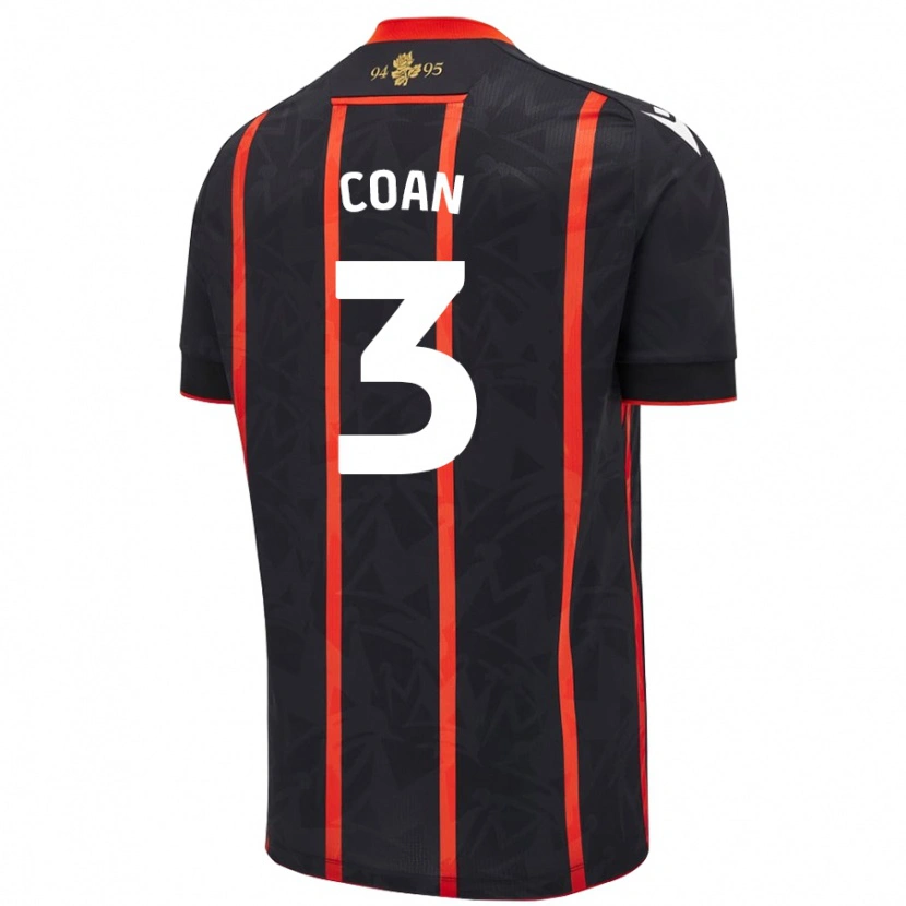 Danxen Hombre Camiseta Hannah Coan #3 Negro Rojo 2ª Equipación 2024/25 La Camisa