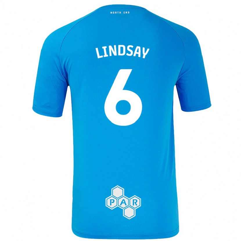 Danxen Hombre Camiseta Liam Lindsay #6 Azul Cielo 2ª Equipación 2024/25 La Camisa