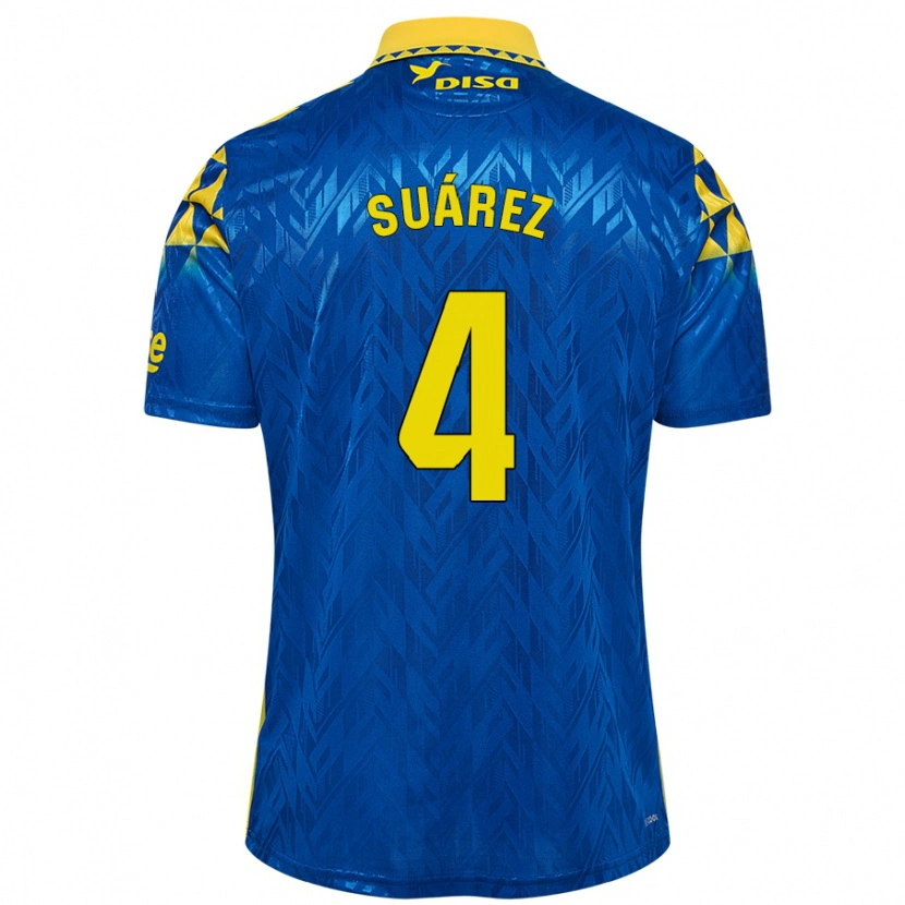 Danxen Hombre Camiseta Alex Suárez #4 Azul Amarillo 2ª Equipación 2024/25 La Camisa