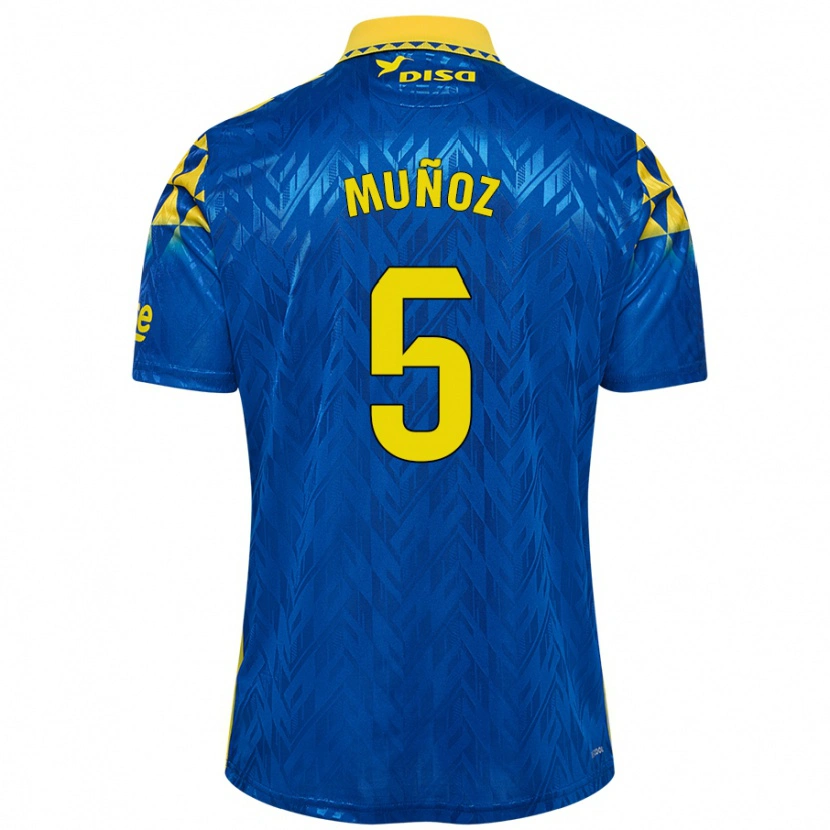 Danxen Hombre Camiseta Javi Muñoz #5 Azul Amarillo 2ª Equipación 2024/25 La Camisa