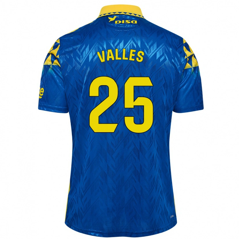 Danxen Hombre Camiseta Álvaro Valles #25 Azul Amarillo 2ª Equipación 2024/25 La Camisa