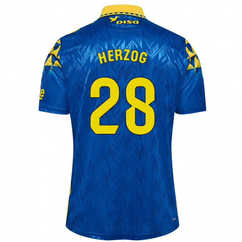 Danxen Hombre Camiseta Juanma Herzog #28 Azul Amarillo 2ª Equipación 2024/25 La Camisa