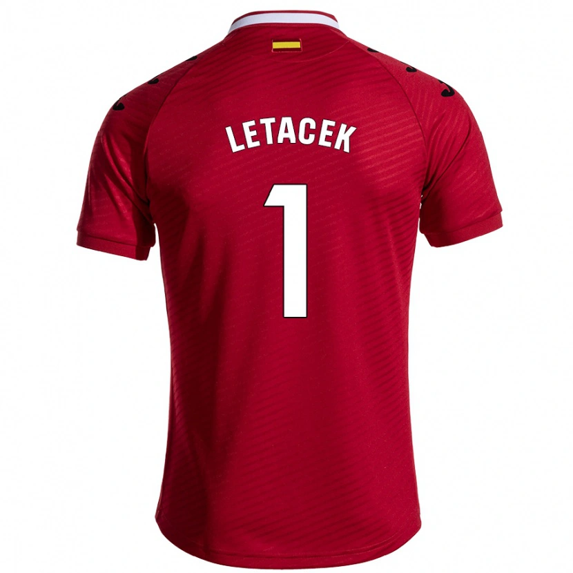 Danxen Hombre Camiseta Jiri Letacek #1 Rojo Oscuro 2ª Equipación 2024/25 La Camisa