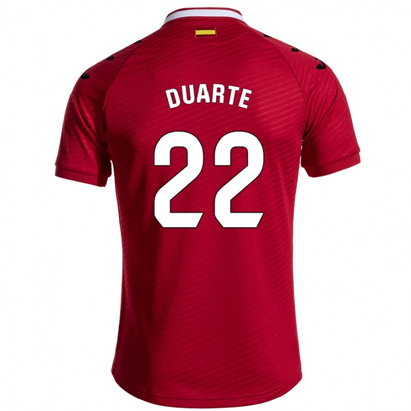 Danxen Hombre Camiseta Domingos Duarte #22 Rojo Oscuro 2ª Equipación 2024/25 La Camisa