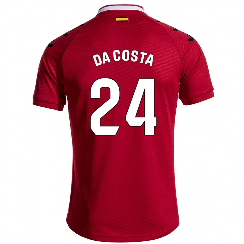 Danxen Hombre Camiseta Coba Da Costa #24 Rojo Oscuro 2ª Equipación 2024/25 La Camisa