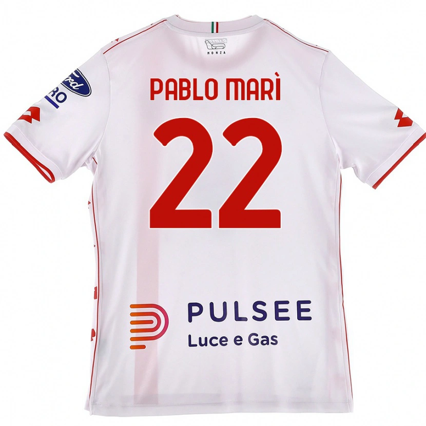 Danxen Hombre Camiseta Pablo Marí #22 Blanco Rojo 2ª Equipación 2024/25 La Camisa