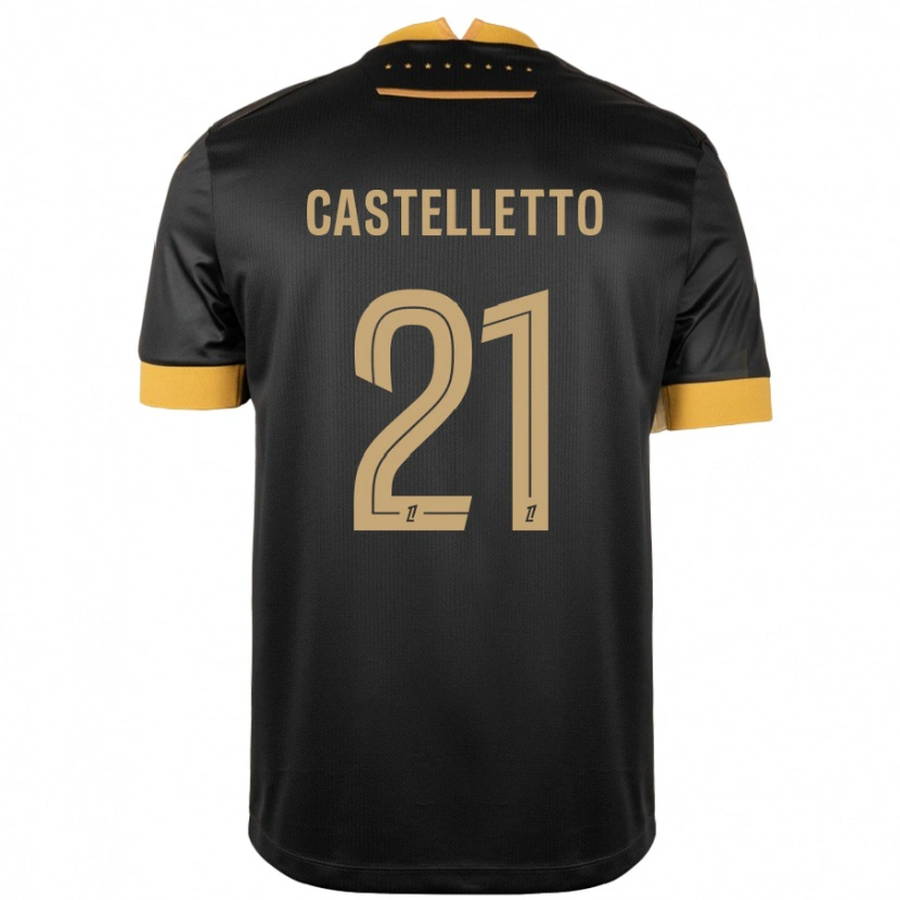 Danxen Hombre Camiseta Jean-Charles Castelletto #21 Negro Marrón 2ª Equipación 2024/25 La Camisa