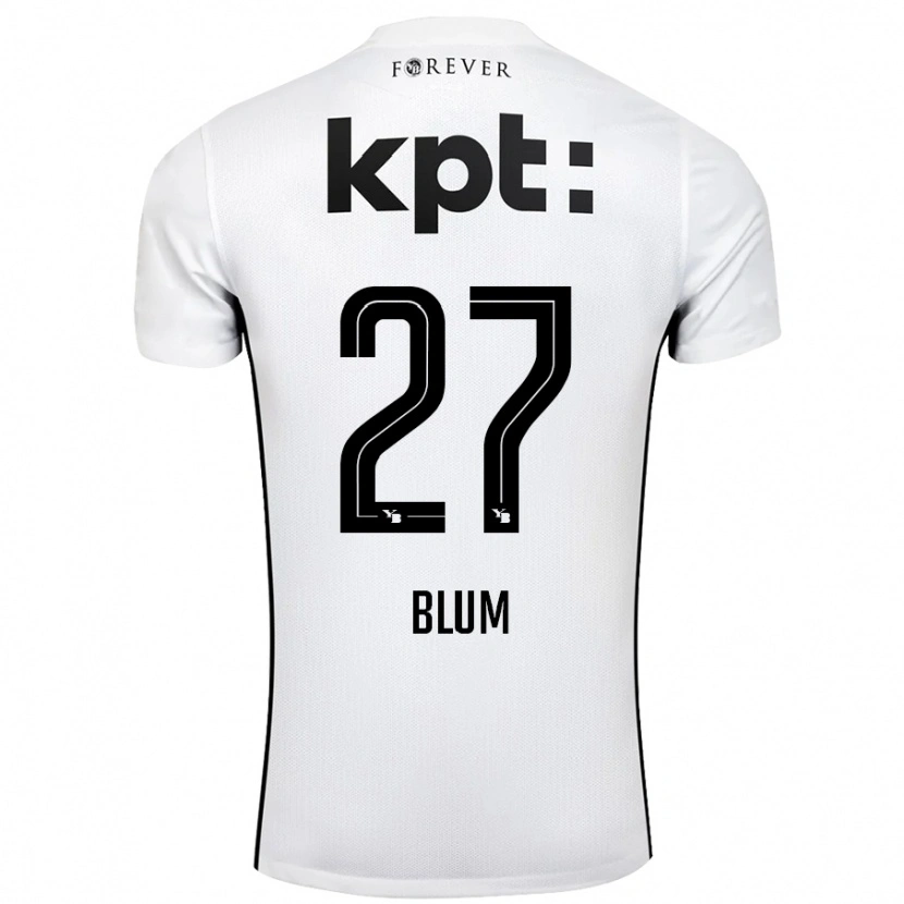 Danxen Hombre Camiseta Lewin Blum #27 Blanco Negro 2ª Equipación 2024/25 La Camisa