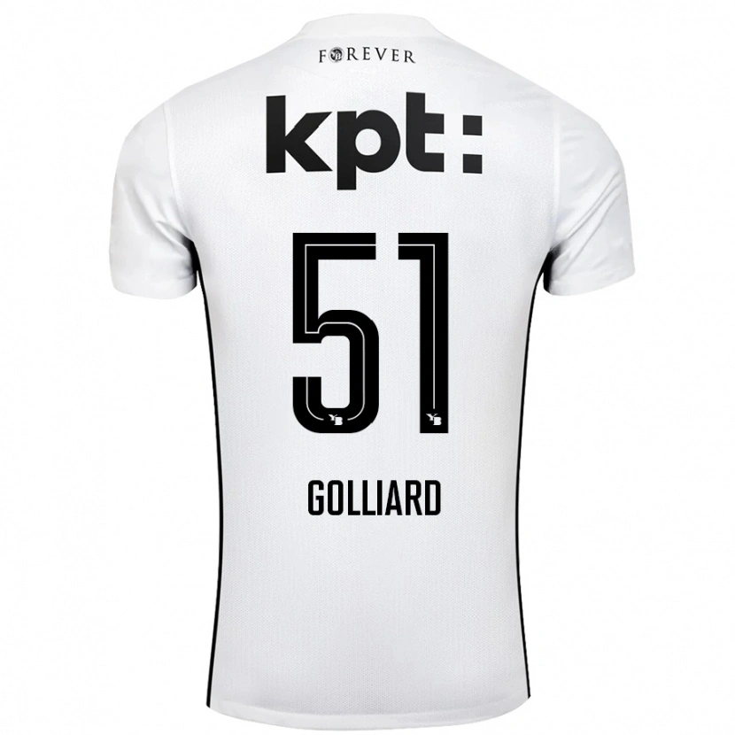 Danxen Hombre Camiseta Théo Golliard #51 Blanco Negro 2ª Equipación 2024/25 La Camisa