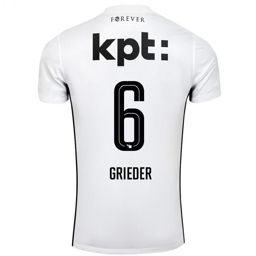 Danxen Hombre Camiseta Lionel Grieder #6 Blanco Negro 2ª Equipación 2024/25 La Camisa