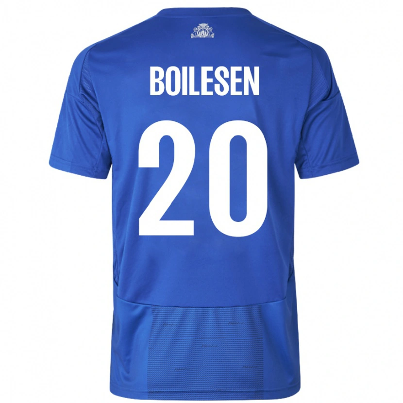 Danxen Hombre Camiseta Nicolai Boilesen #20 Blanco Azul 2ª Equipación 2024/25 La Camisa