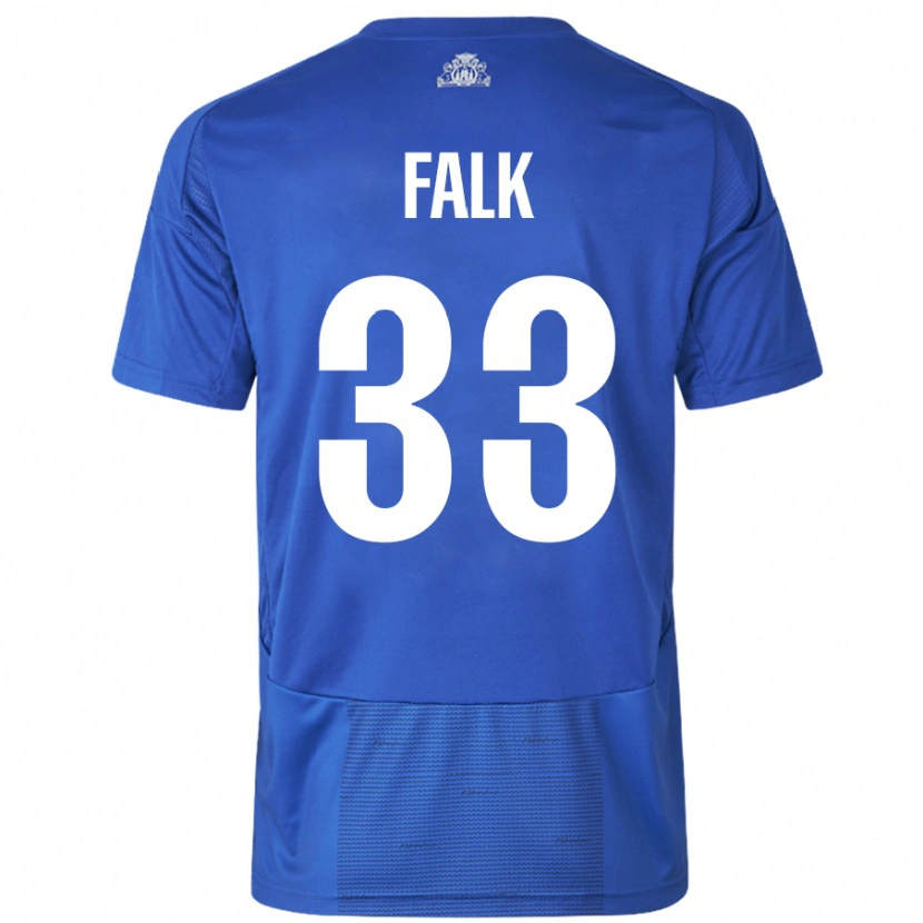 Danxen Hombre Camiseta Rasmus Falk #33 Blanco Azul 2ª Equipación 2024/25 La Camisa