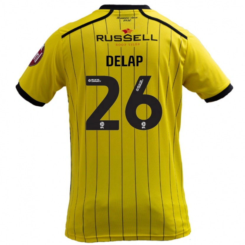 Danxen Mujer Camiseta Finn Delap #26 Amarillo 1ª Equipación 2024/25 La Camisa