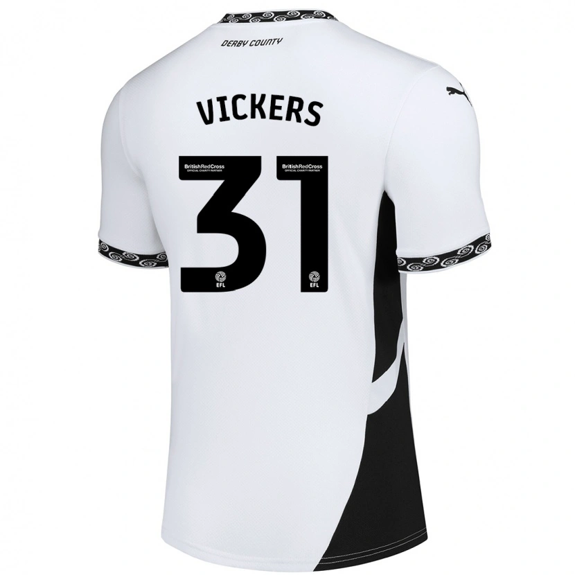 Danxen Mujer Camiseta Josh Vickers #31 Blanco Negro 1ª Equipación 2024/25 La Camisa