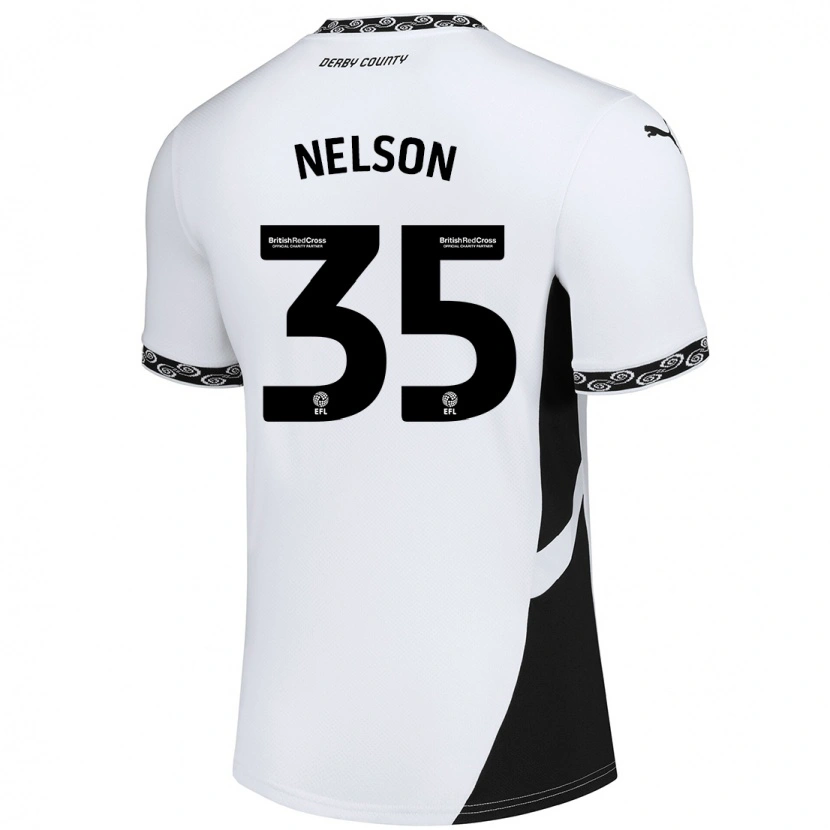 Danxen Mujer Camiseta Curtis Nelson #35 Blanco Negro 1ª Equipación 2024/25 La Camisa