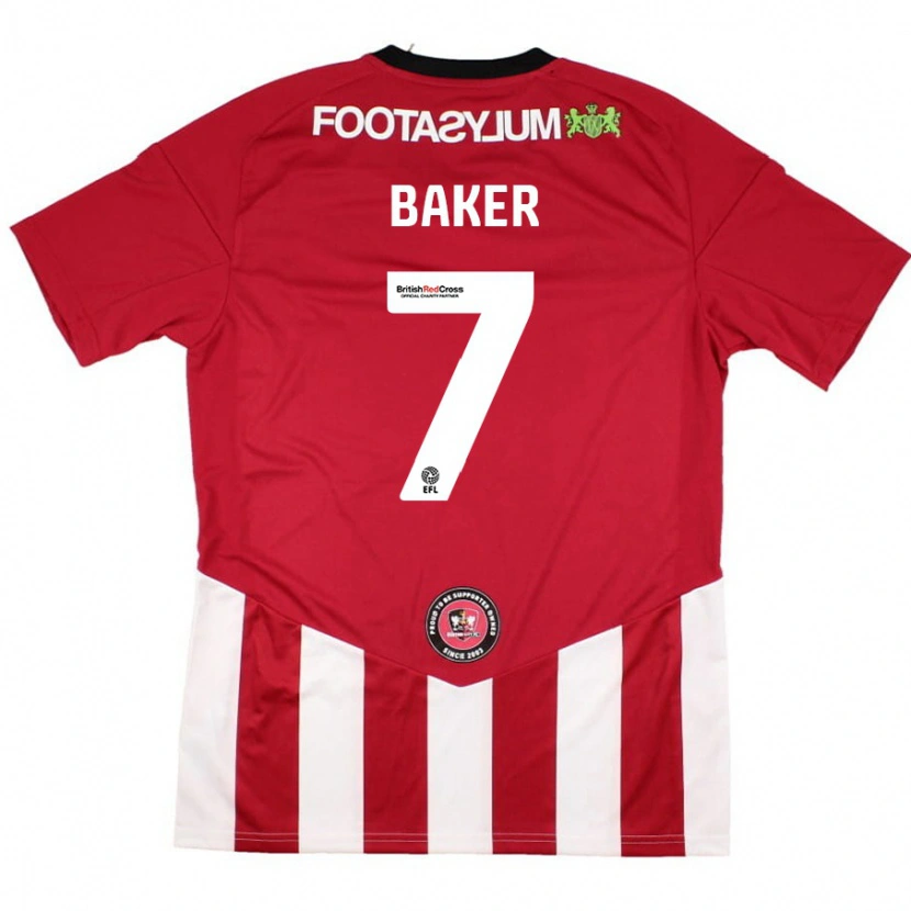 Danxen Mujer Camiseta Phoebe Baker #7 Rojo Blanco 1ª Equipación 2024/25 La Camisa