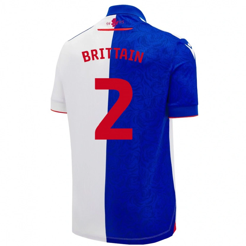 Danxen Mujer Camiseta Callum Brittain #2 Azul Cielo Blanco 1ª Equipación 2024/25 La Camisa