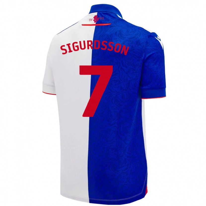 Danxen Mujer Camiseta Arnór Sigurdsson #7 Azul Cielo Blanco 1ª Equipación 2024/25 La Camisa