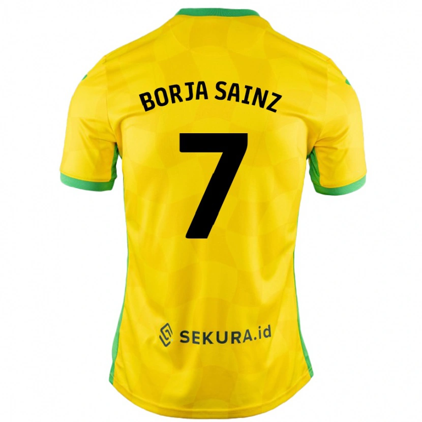 Danxen Mujer Camiseta Borja Sainz #7 Amarillo Verde 1ª Equipación 2024/25 La Camisa