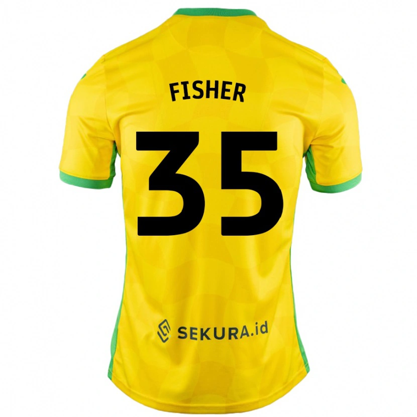 Danxen Mujer Camiseta Kellen Fisher #35 Amarillo Verde 1ª Equipación 2024/25 La Camisa