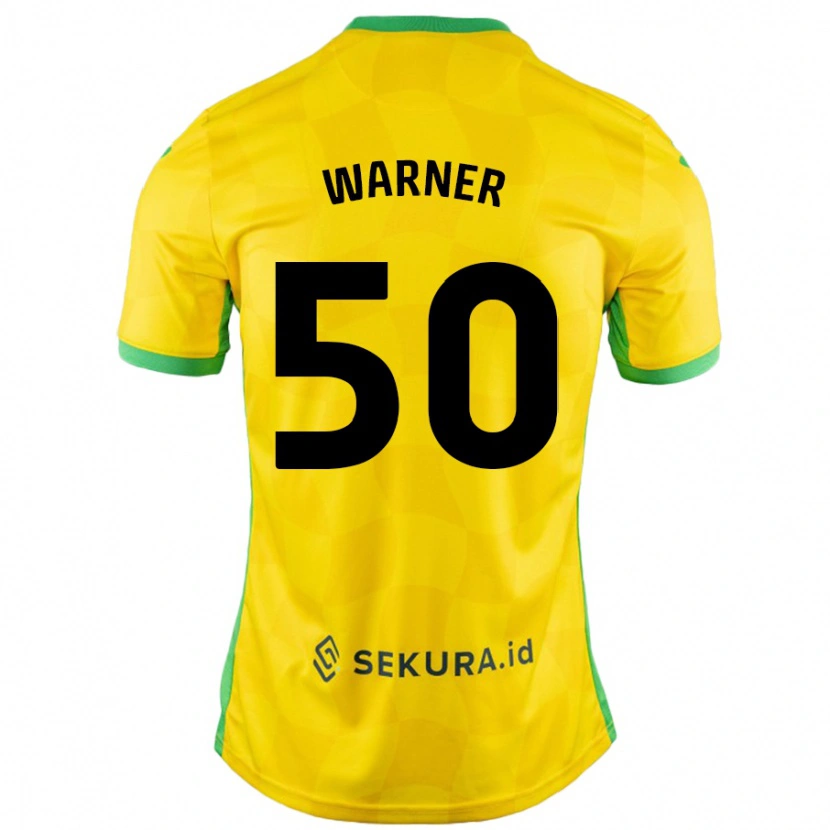 Danxen Mujer Camiseta Jaden Warner #50 Amarillo Verde 1ª Equipación 2024/25 La Camisa