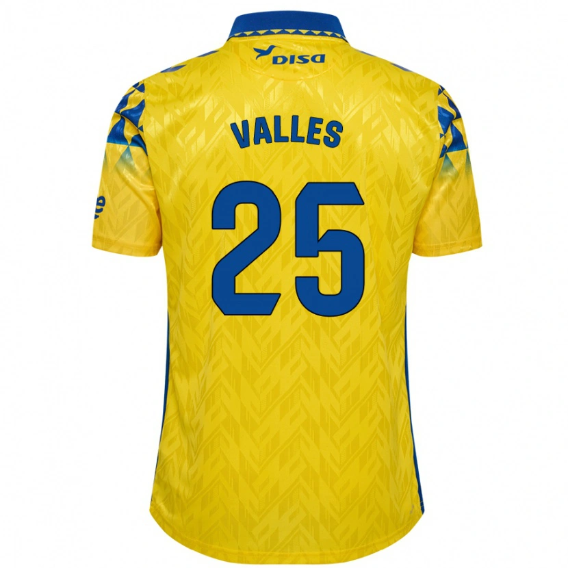 Danxen Mujer Camiseta Álvaro Valles #25 Amarillo Azul 1ª Equipación 2024/25 La Camisa