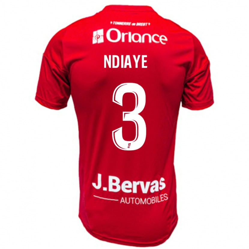 Danxen Mujer Camiseta Abdoulaye Ndiaye #3 Rojo Blanco 1ª Equipación 2024/25 La Camisa