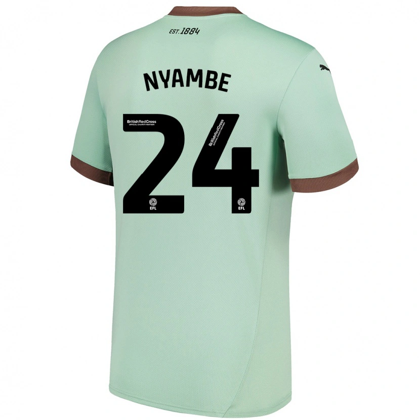 Danxen Mujer Camiseta Ryan Nyambe #24 Verde Pálido 2ª Equipación 2024/25 La Camisa