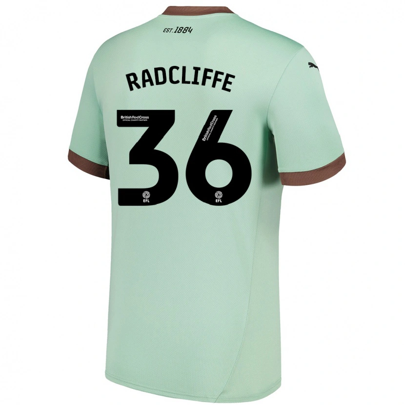 Danxen Mujer Camiseta Ben Radcliffe #36 Verde Pálido 2ª Equipación 2024/25 La Camisa