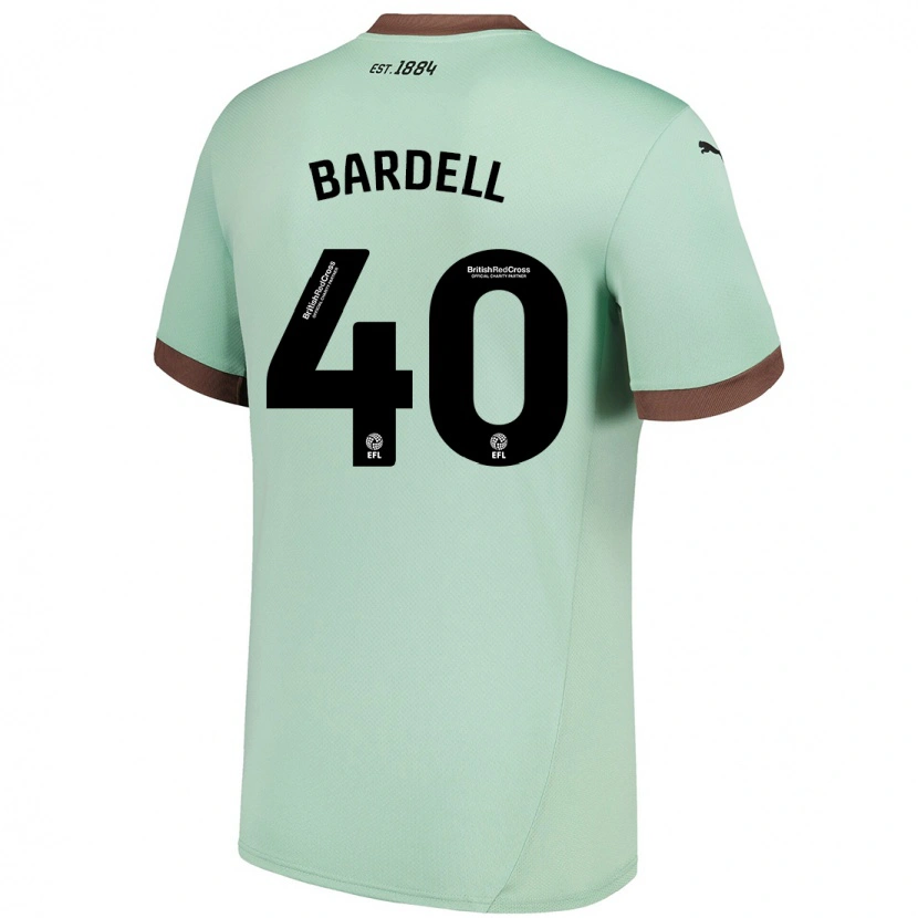 Danxen Mujer Camiseta Max Bardell #40 Verde Pálido 2ª Equipación 2024/25 La Camisa