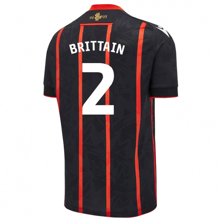 Danxen Mujer Camiseta Callum Brittain #2 Negro Rojo 2ª Equipación 2024/25 La Camisa