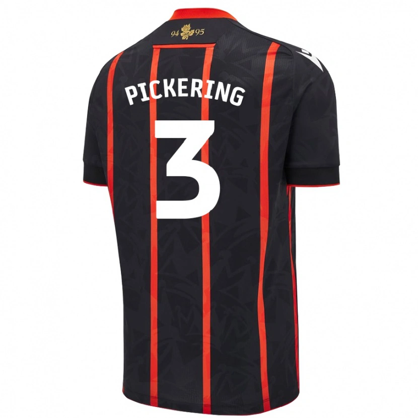 Danxen Mujer Camiseta Harry Pickering #3 Negro Rojo 2ª Equipación 2024/25 La Camisa