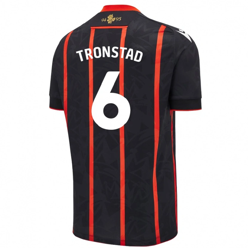 Danxen Mujer Camiseta Sondre Tronstad #6 Negro Rojo 2ª Equipación 2024/25 La Camisa