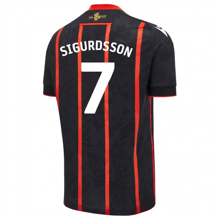 Danxen Mujer Camiseta Arnór Sigurdsson #7 Negro Rojo 2ª Equipación 2024/25 La Camisa