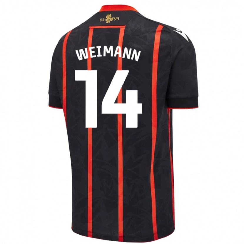 Danxen Mujer Camiseta Andreas Weimann #14 Negro Rojo 2ª Equipación 2024/25 La Camisa