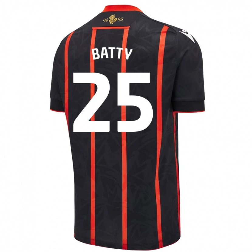 Danxen Mujer Camiseta Jake Batty #25 Negro Rojo 2ª Equipación 2024/25 La Camisa