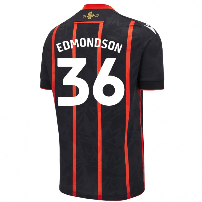 Danxen Mujer Camiseta James Edmondson #36 Negro Rojo 2ª Equipación 2024/25 La Camisa