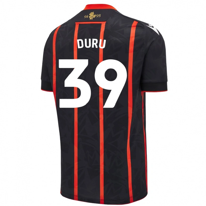 Danxen Mujer Camiseta Leo Duru #39 Negro Rojo 2ª Equipación 2024/25 La Camisa