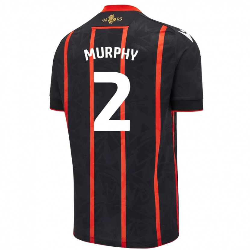 Danxen Mujer Camiseta Niamh Murphy #2 Negro Rojo 2ª Equipación 2024/25 La Camisa